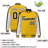 Custom Color Block Athletic College Letterman Bomber  Full-Snap Baseball Jacket