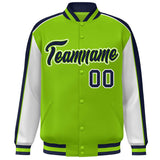 Custom Color Block Athletic College Letterman Bomber  Full-Snap Baseball Jacket