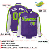 Custom Color Block Athletic College Letterman Bomber  Full-Snap Baseball Jacket