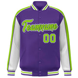 Custom Color Block Athletic College Letterman Bomber  Full-Snap Baseball Jacket