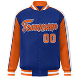 Custom Color Block Athletic College Letterman Bomber  Full-Snap Baseball Jacket