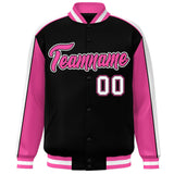 Custom Color Block Athletic Letterman Bomber Coat Full-Snap Baseball Jacket Big Size