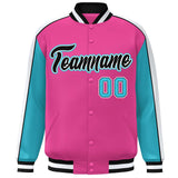 Custom Color Block Athletic Letterman Bomber Coat Full-Snap Baseball Jacket Big Size