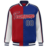 Custom Color Block Athletic Letterman Bomber Coat Full-Snap Baseball Jacket Big Size