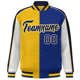 Custom Color Block Athletic Letterman Bomber Coat Full-Snap Baseball Jacket Big Size