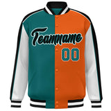 Custom Color Block Athletic Letterman Bomber Coat Full-Snap Baseball Jacket Big Size