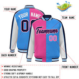 Custom Color Block Athletic Letterman Bomber Coat Full-Snap Baseball Jacket Big Size