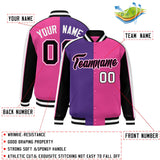 Custom Color Block Athletic Letterman Bomber Coat Full-Snap Baseball Jacket Big Size