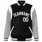 Custom Color Block Personalized Team Name Letterman Bomber Coat Full-Snap Baseball Jacket