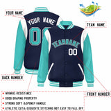 Custom Color Block Personalized Team Name Letterman Bomber Coat Full-Snap Baseball Jacket