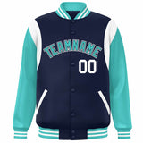 Custom Color Block Personalized Team Name Letterman Bomber Coat Full-Snap Baseball Jacket