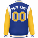 Custom Color Block Personalized Team Name Letterman Bomber Coat Full-Snap Baseball Jacket