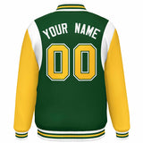 Custom Color Block Personalized Team Name Letterman Bomber Coat Full-Snap Baseball Jacket