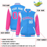 Custom Color Block Personalized Team Name Letterman Bomber Coat Full-Snap Baseball Jacket