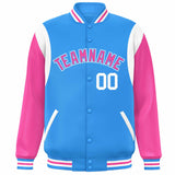 Custom Color Block Personalized Team Name Letterman Bomber Coat Full-Snap Baseball Jacket