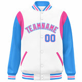 Custom Color Block Personalized Team Name Letterman Bomber Coat Full-Snap Baseball Jacket