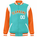 Custom Color Block Personalized Team Name Letterman Bomber Coat Full-Snap Baseball Jacket