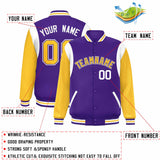 Custom Color Block Personalized Team Name Letterman Bomber Coat Full-Snap Baseball Jacket