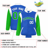 Custom Color Block Personalized Team Name Letterman Bomber Coat Full-Snap Baseball Jacket