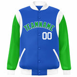 Custom Color Block Personalized Team Name Letterman Bomber Coat Full-Snap Baseball Jacket