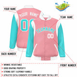 Custom Color Block Personalized Team Name Letterman Bomber Coat Full-Snap Baseball Jacket