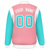 Custom Color Block Personalized Team Name Letterman Bomber Coat Full-Snap Baseball Jacket