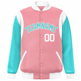 Custom Color Block Personalized Team Name Letterman Bomber Coat Full-Snap Baseball Jacket