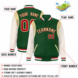 Custom Color Block Personalized Team Name Letterman Bomber Coat Full-Snap Baseball Jacket