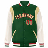 Custom Color Block Personalized Team Name Letterman Bomber Coat Full-Snap Baseball Jacket