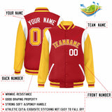 Custom Color Block Personalized Team Name Letterman Bomber Coat Full-Snap Baseball Jacket