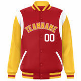 Custom Color Block Personalized Team Name Letterman Bomber Coat Full-Snap Baseball Jacket