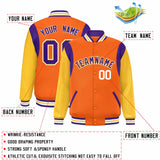 Custom Color Block Personalized Team Name Letterman Bomber Coat Full-Snap Baseball Jacket