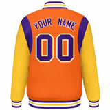 Custom Color Block Personalized Team Name Letterman Bomber Coat Full-Snap Baseball Jacket