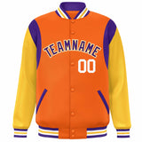 Custom Color Block Personalized Team Name Letterman Bomber Coat Full-Snap Baseball Jacket