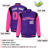 Custom Color Block Personalized Team Name Letterman Bomber Coat Full-Snap Baseball Jacket