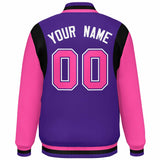 Custom Color Block Personalized Team Name Letterman Bomber Coat Full-Snap Baseball Jacket