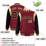 Custom Color Block Personalized Team Name Letterman Bomber Coat Full-Snap Baseball Jacket