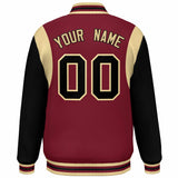 Custom Color Block Personalized Team Name Letterman Bomber Coat Full-Snap Baseball Jacket