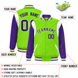 Custom Color Block Personalized Team Name Letterman Bomber Coat Full-Snap Baseball Jacket