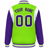 Custom Color Block Personalized Team Name Letterman Bomber Coat Full-Snap Baseball Jacket