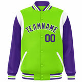 Custom Color Block Personalized Team Name Letterman Bomber Coat Full-Snap Baseball Jacket