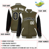 Custom Color Block Personalized Team Name Letterman Bomber Coat Full-Snap Baseball Jacket