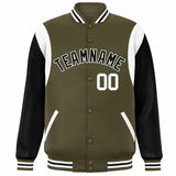 Custom Color Block Personalized Team Name Letterman Bomber Coat Full-Snap Baseball Jacket