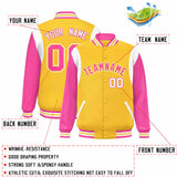 Custom Color Block Personalized Team Name Letterman Bomber Coat Full-Snap Baseball Jacket