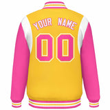 Custom Color Block Personalized Team Name Letterman Bomber Coat Full-Snap Baseball Jacket