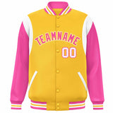 Custom Color Block Personalized Team Name Letterman Bomber Coat Full-Snap Baseball Jacket