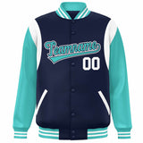 Custom Color Block Personalized Team Name Bomber Varsity Coat Full-Snap Baseball Jacket