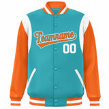 Custom Color Block Personalized Team Name Bomber Varsity Coat Full-Snap Baseball Jacket