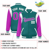 Custom Color Block Personalized Team Name Bomber Varsity Coat Full-Snap Baseball Jacket