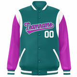 Custom Color Block Personalized Team Name Bomber Varsity Coat Full-Snap Baseball Jacket